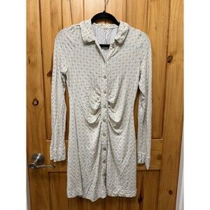 Free People Shayla Tan Mini Dress Size M Long Sleeve Button Up